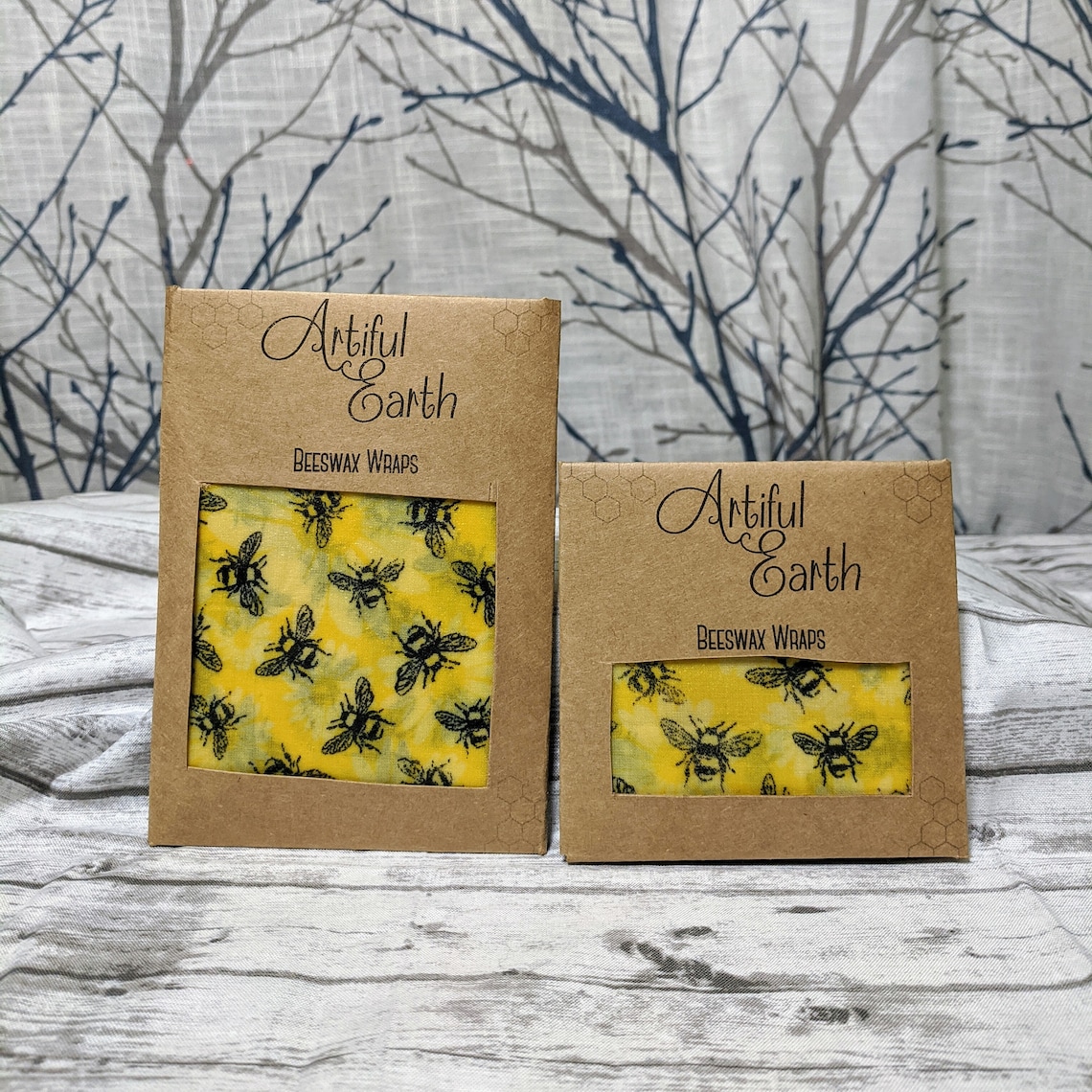Bees on Yellow Print Reusable Beeswax Food Wraps Etsy