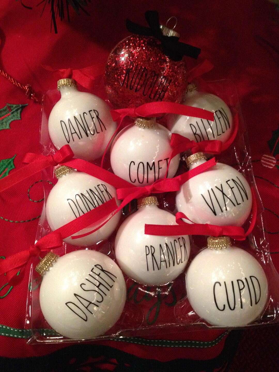 Rae Dunn Reindeer Inspired Ornament Set Christmas Ornament Etsy