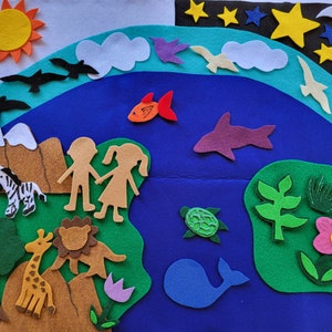 Large 24&quot; x 18&quot; Creation Felt Set**7 Days of Creation**Bible Felt Stories**Bible Felt Storyboard**Sunday School**Children&#39;s Church