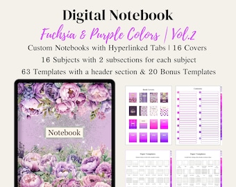 Digital Notebook | Goodnotes Notebook, Planner and Journal with Hyperlinked Tabs | Blank, Lined, Dotted, Grid, Cornell & Bonus Templates