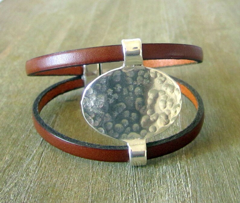 Genuine leather bracelet, camel color image 2