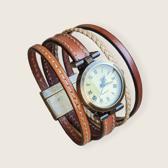 Watch with shop leather cuff