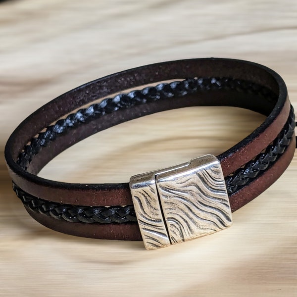 Bracelet cuir marron pour lui