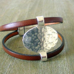 Genuine leather bracelet, camel color image 1