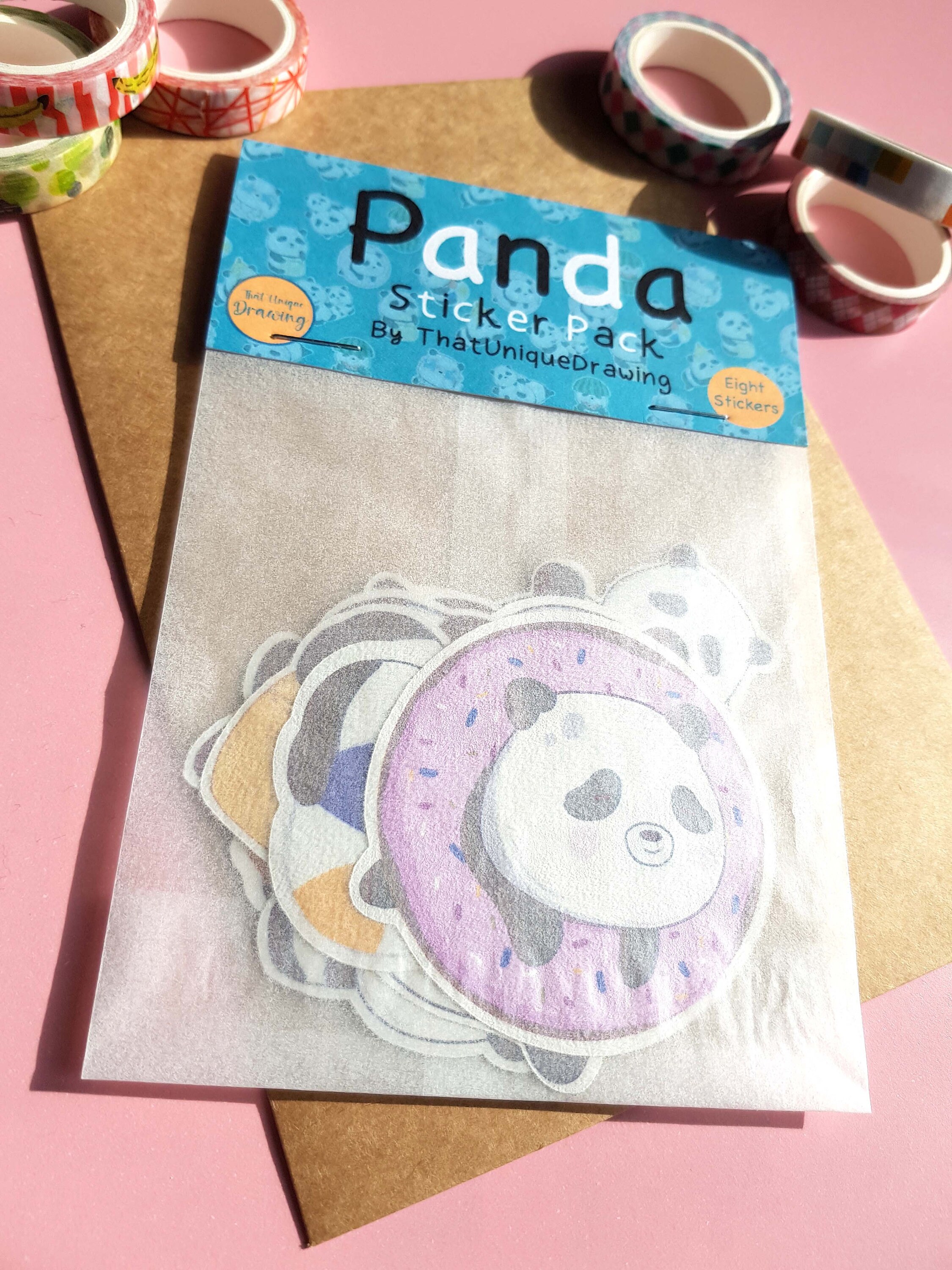 Panda Sticker Pack Eight Stickers Cute Panda Planner Fun and Colourful ...