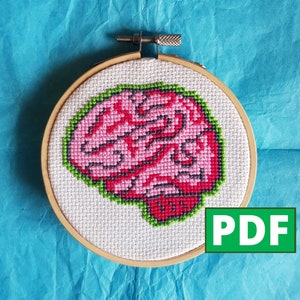 Brain PDF Cross Stitch Pattern for Instant Download