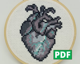 Heart PDF Cross Stitch Pattern for Instant Download