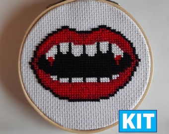 Vampire Mouth Cross Stitch Kit