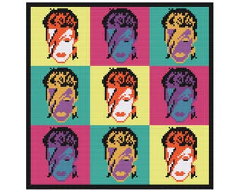 Pop Art Bowie Cross Stitch Pattern for Instant Download