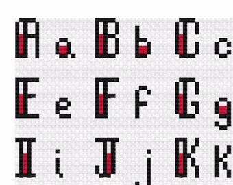Tattoo Cross Stitch Font PDF Pattern / Instant Download