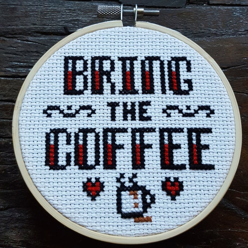 Bring the Coffee Cross Stitch PDF Pattern for Instant Download | Etsy
