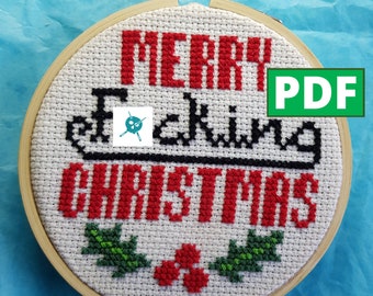 Merry F*cking Christmas PDF Cross Stitch Pattern for Instant Download