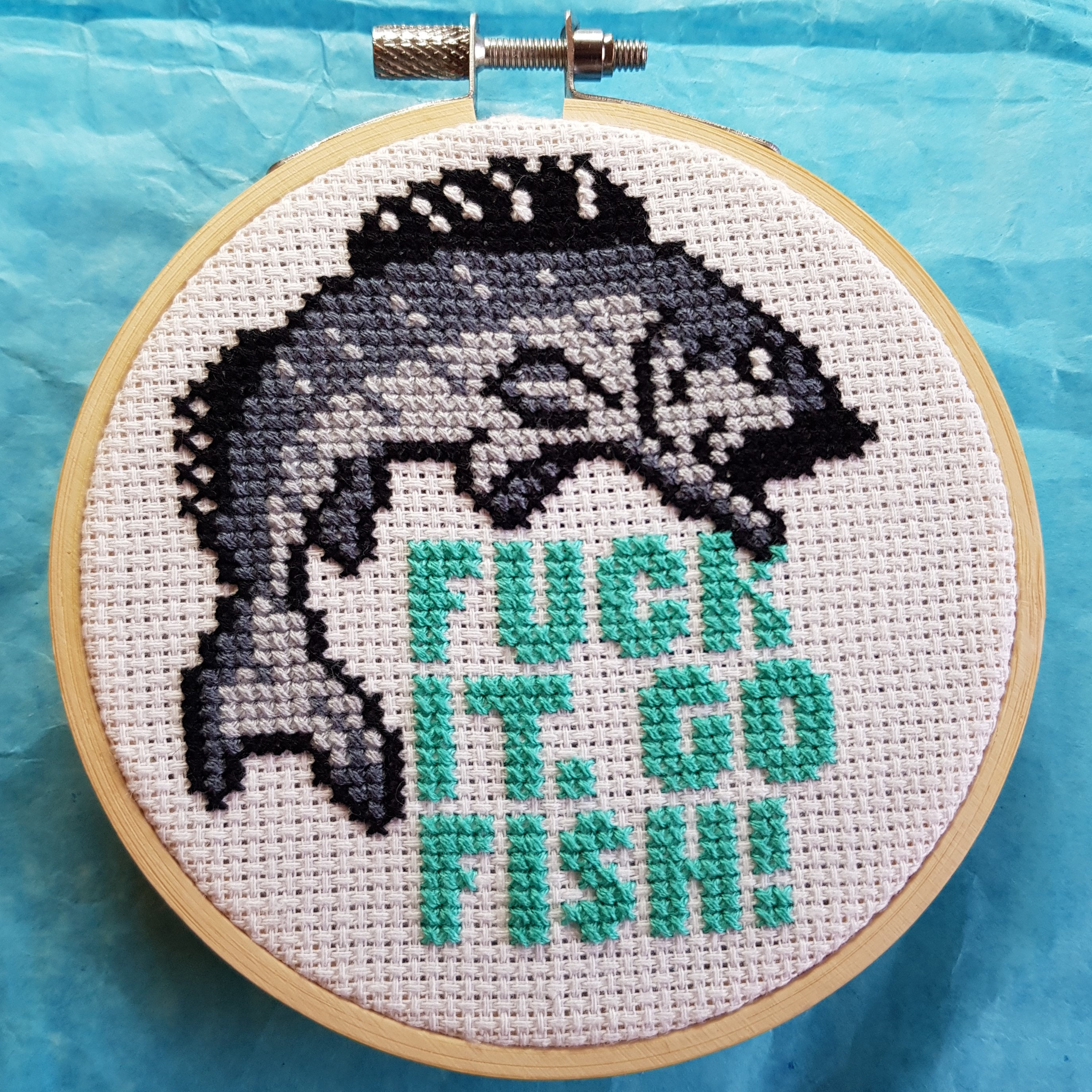 F*ck It, Go Fish! Cross Stitch Kit - Etsy, image size:2753x2753