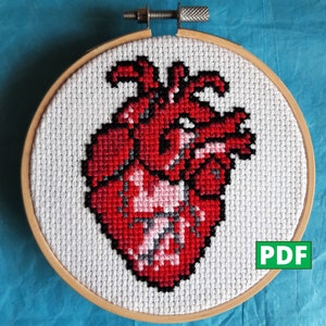 Red Heart PDF Cross Stitch Pattern for Instant Download