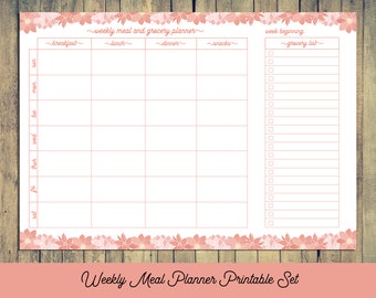 weekly meal planner etsy