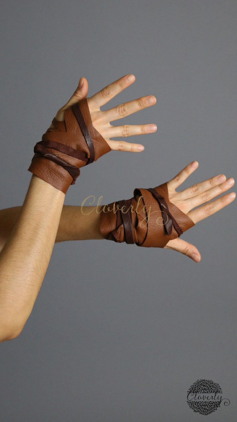 Leather Hand Wraps Wonder Woman Costume Steampunk Daenerys Fingerless Glove Mad Max Game of Thrones Elf Warcraft Cosplay Tribal Halloween