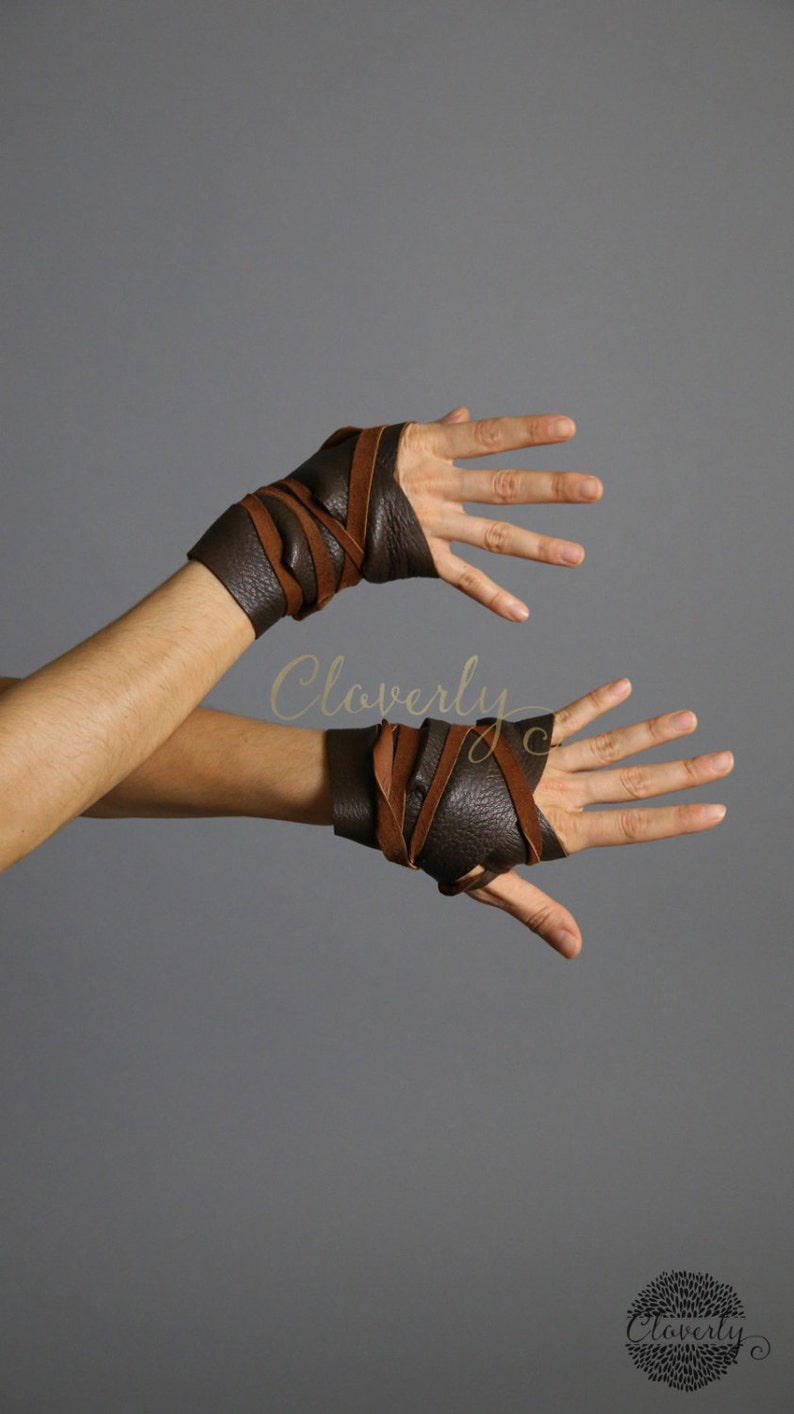 Leather Hand Wraps Wonder Woman Costume Steampunk Daenerys Fingerless Glove Mad Max Game of Thrones Elf Warcraft Cosplay Tribal Halloween