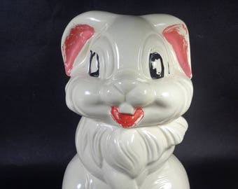 Vintage Cookie Jar Ceramic 1940's Disney's Thumper, 1940s Thumper Cookie Jar 12" High, Walt Disney Productions, Vintage Kitchen Decor