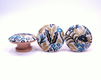 Jungle Foliage Natural Drawer Knobs, Rifle Paper Co Fabric Dresser Knobs, Nature Nursery Decor, Sets