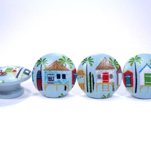 Surfer Painted Drawer Knobs, Beach House Fabric Dresser Knobs, Hawaiian Nursery Decor
