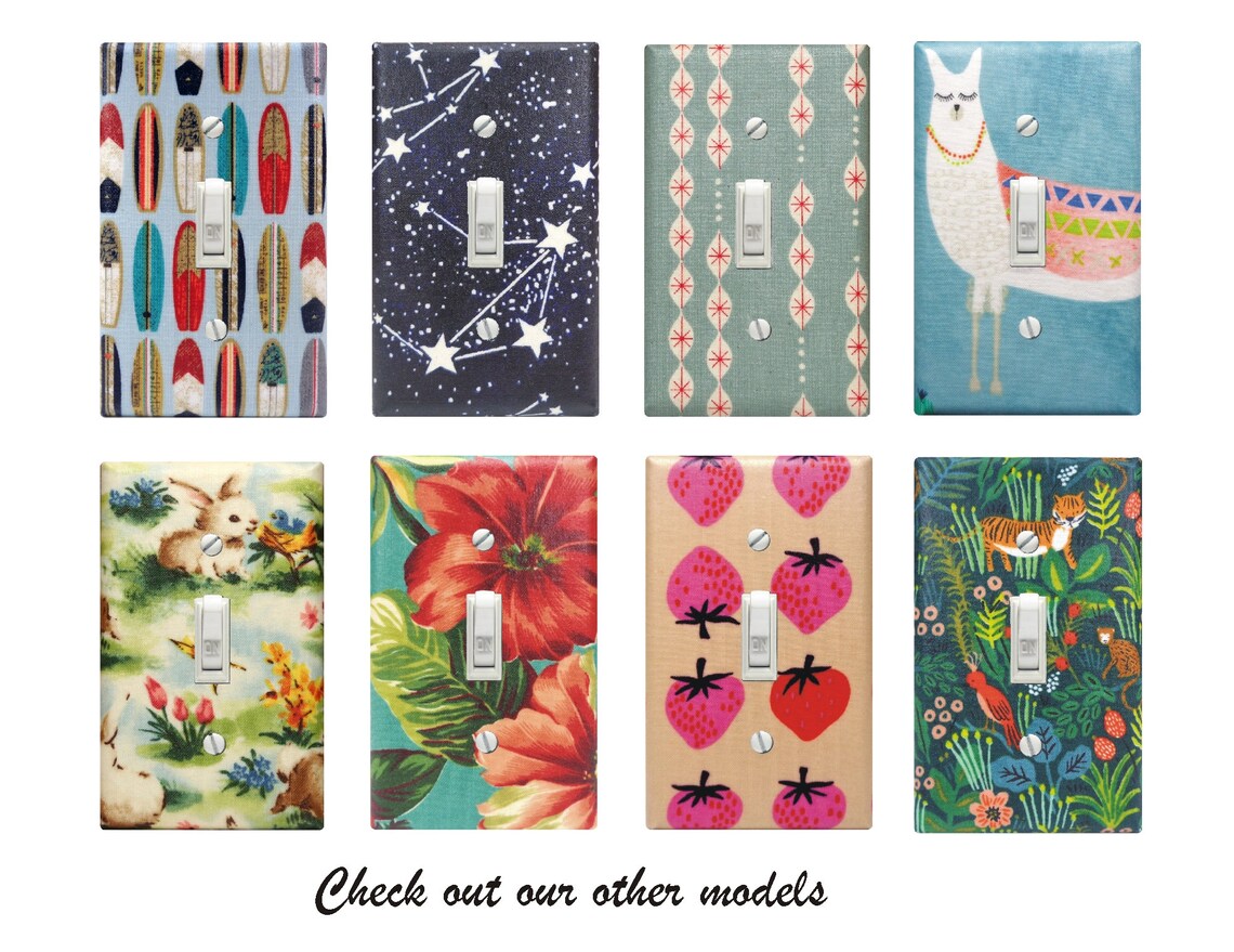 Woodland Black and White Switch Plate Fabric Switch Cover Etsy