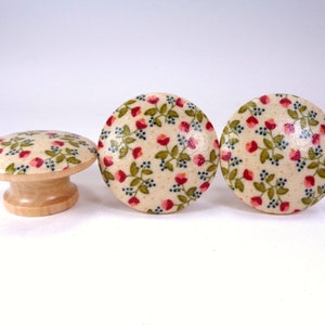 Calico Floral Drawer Knobs, Country Homestead Fabric Dresser Knobs, Farmhouse Decor, Sets