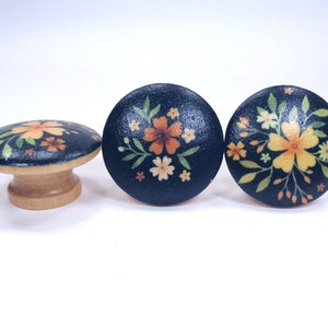 Cute Folksy Floral Drawer Knobs, Nostalgia Fabric Dresser Knobs, Folk Art Flowers Nature Decor