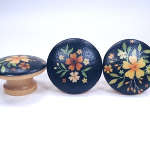 Cute Folksy Floral Drawer Knobs, Nostalgia Fabric Dresser Knobs, Nature Decor, Sets image 1