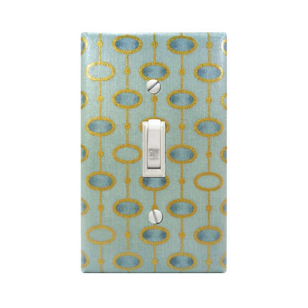 Retro Mid-Century Switch Cover, Gold Mod Accent Fabric Switch Plate, Vintage Kitchen Decor