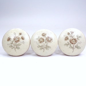 French Country Drawer Knobs Beige Floral Fabric Dresser Knobs
