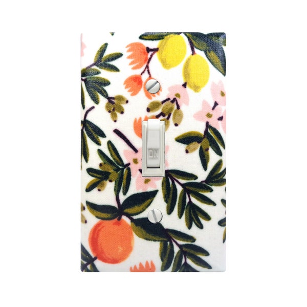 Rifle Paper Co Switch Plate Cover, Lemons Oranges Primavera Fabric, Cotton + Steel Citrus Fruits Wall Decor