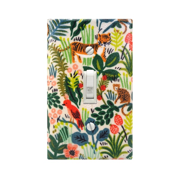 Jungle Tiger Switch Plate Cover, Rifle Paper Co Natural Switchplate, Cotton + Steel Nursery Decor