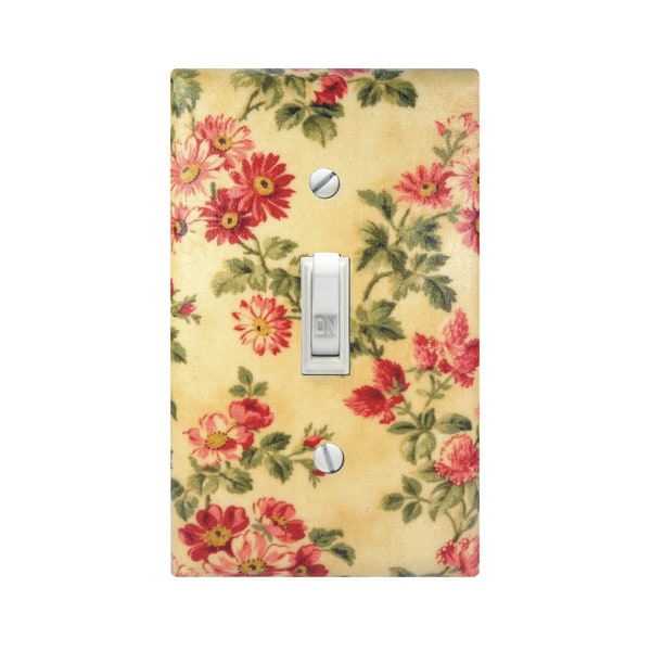 Retro Vintage Floral Switch Plate Cover, Granny Chic Wall Decor, Country Cottage Outlet Cover