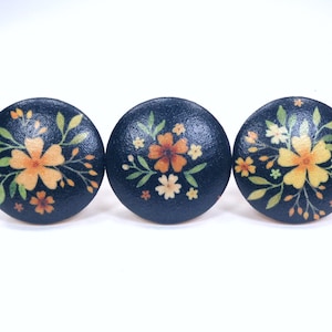 Cute Folksy Floral Drawer Knobs, Nostalgia Fabric Dresser Knobs, Nature Decor, Sets image 2