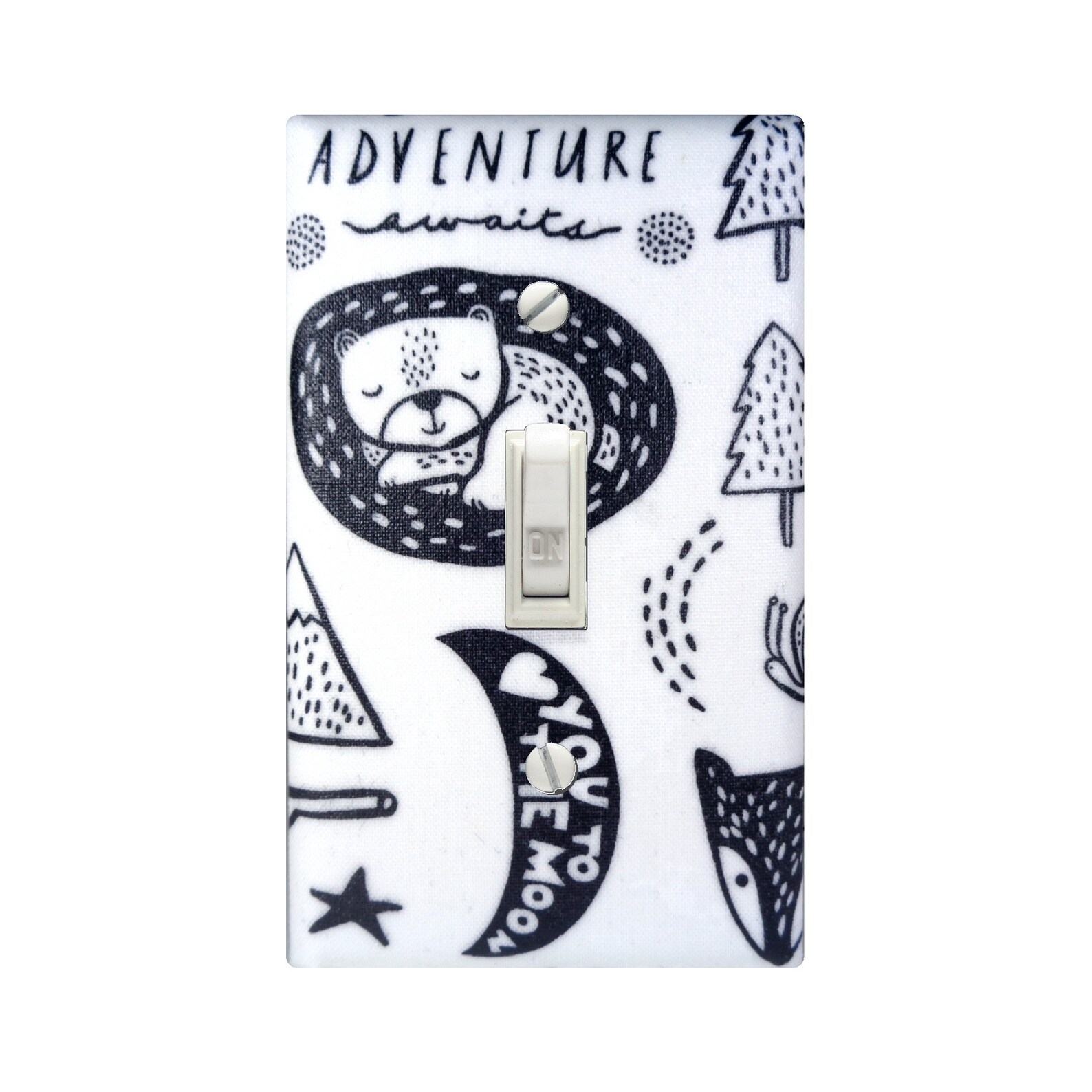 Woodland Black and White Switch Plate Fabric Switch Cover Etsy