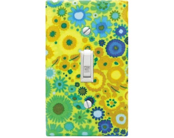 Modern Floral Switch Plate Cover, Yellow Green Floral Wall Decor, Floral Forest Outlet Cover