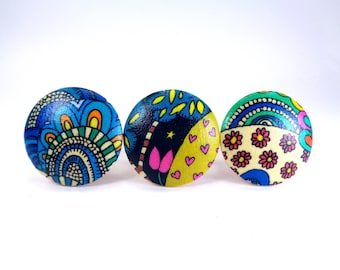 Pop Boho Fabric Drawer Knobs: Hippie Dresser Decor