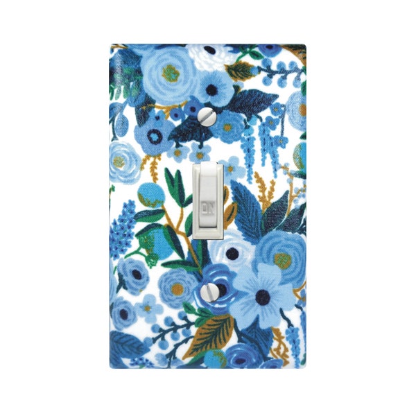 Rifle Paper Blue Switch Plate Cover, Blue Rose Garden Party Switch Cover, Cotton + Steel Nursery Decor