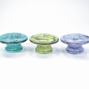 Hand Painted Distressed Drawer Knobs, Beach House Dresser Knobs, Coastal Nautical Distressed Paint Knob