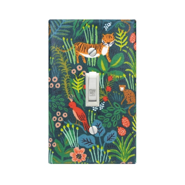 Jungle Animals Switch Plate Cover, Rifle Paper Co Switchplate, Tropical Nursery Decor