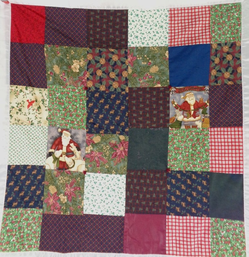 Patchwork Quilt Handmade Santa Quilt Baby Crib Blanket Etsy
