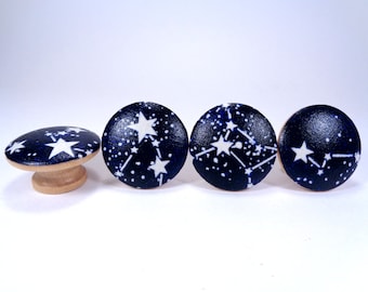 Glow in the Dark Stars Drawer Knobs, Outer Space Fabric Dresser Knobs, Space Nursery Decor, Sets