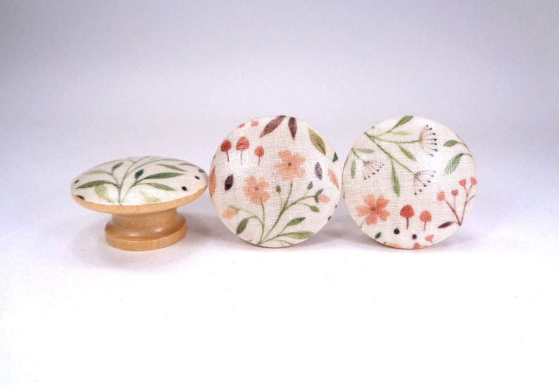 Meadow Floral Drawer Knobs, Nature Fabric Dresser Knobs, Botanical Decor, Sets image 10