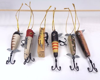 Fishing Lures Hanging Ornaments, Handmade Wooden Fish Lures, Beach House Decor, Gift For Fisherman