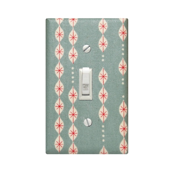 Retro Mid-Century Light Switch Cover, Fabric Switch Plate, Vintage Kitchen Decor