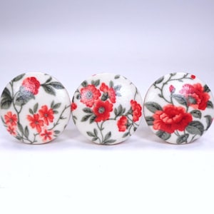 Victorian Roses Drawer Knobs, Leaves Flowers Dresser Knobs, Shabby Chic Decor