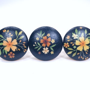 Cute Folksy Floral Drawer Knobs, Nostalgia Fabric Dresser Knobs, Nature Decor, Sets image 10