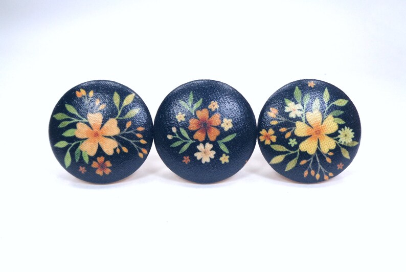 Cute Folksy Floral Drawer Knobs, Nostalgia Fabric Dresser Knobs, Nature Decor, Sets image 10