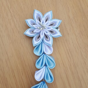 Kanzashi flower hair clip with falls