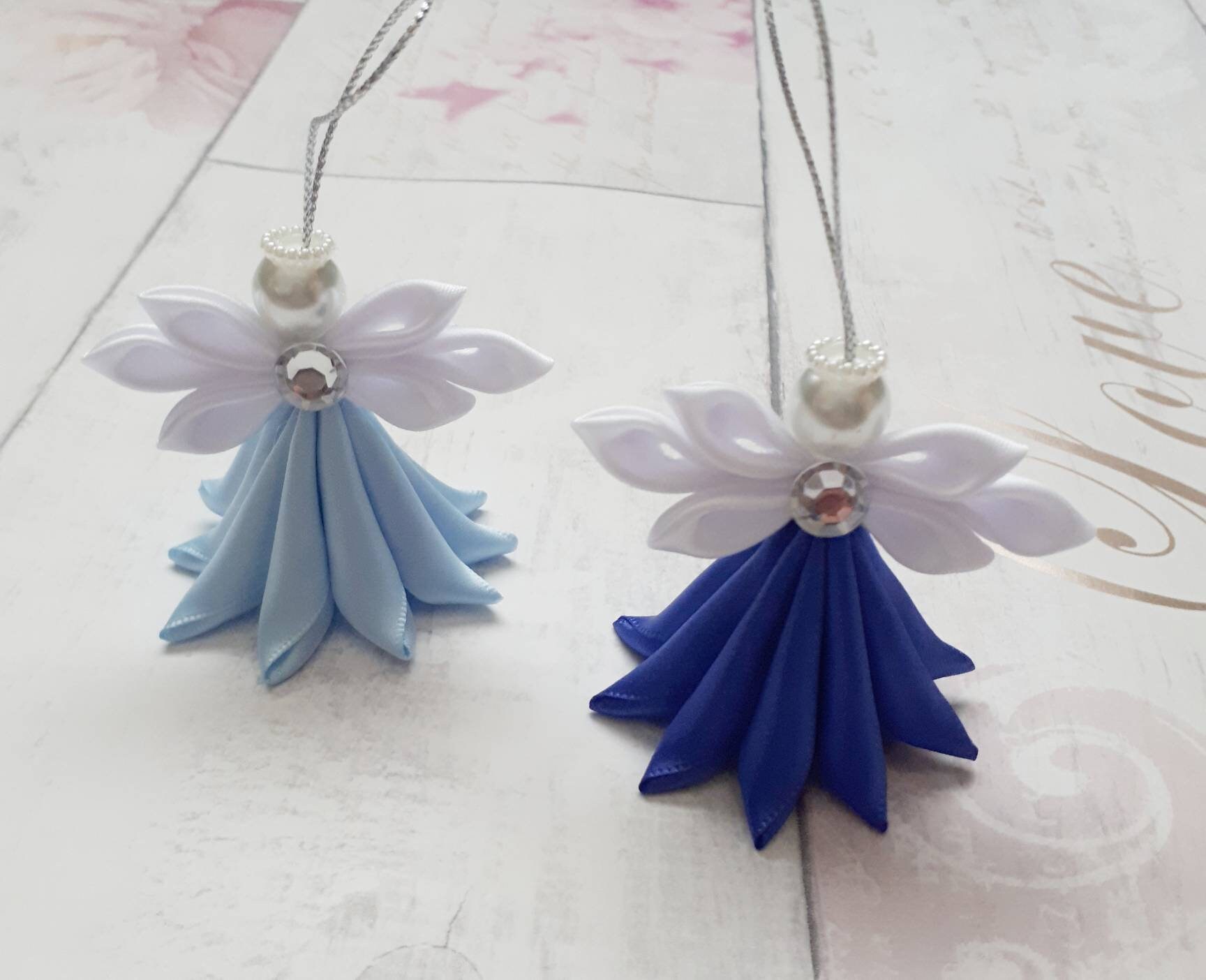 Kanzashi Angel Christmas Angel Christmas Angel Decorations Etsy